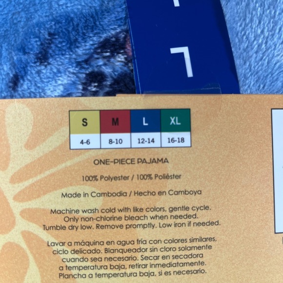 NWT Disney Stitch One Piece Pajama Union Suit Blue Fleece Hooded Womens Large - Picture 5 of 5